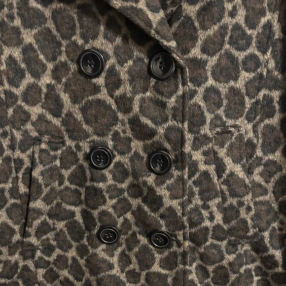 Me Jane Leopard Print Pea Coat - Black and Brown - Picture 2 of 8